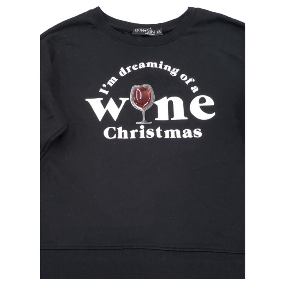 Fifth Sun Wine Christmas Sweatshirt XL – Funny Holiday Pullover Black Fleece